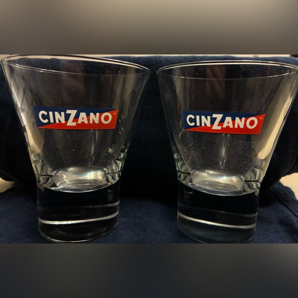 Set of 2 Cinzano whiskey, cocktail glasses, weighted